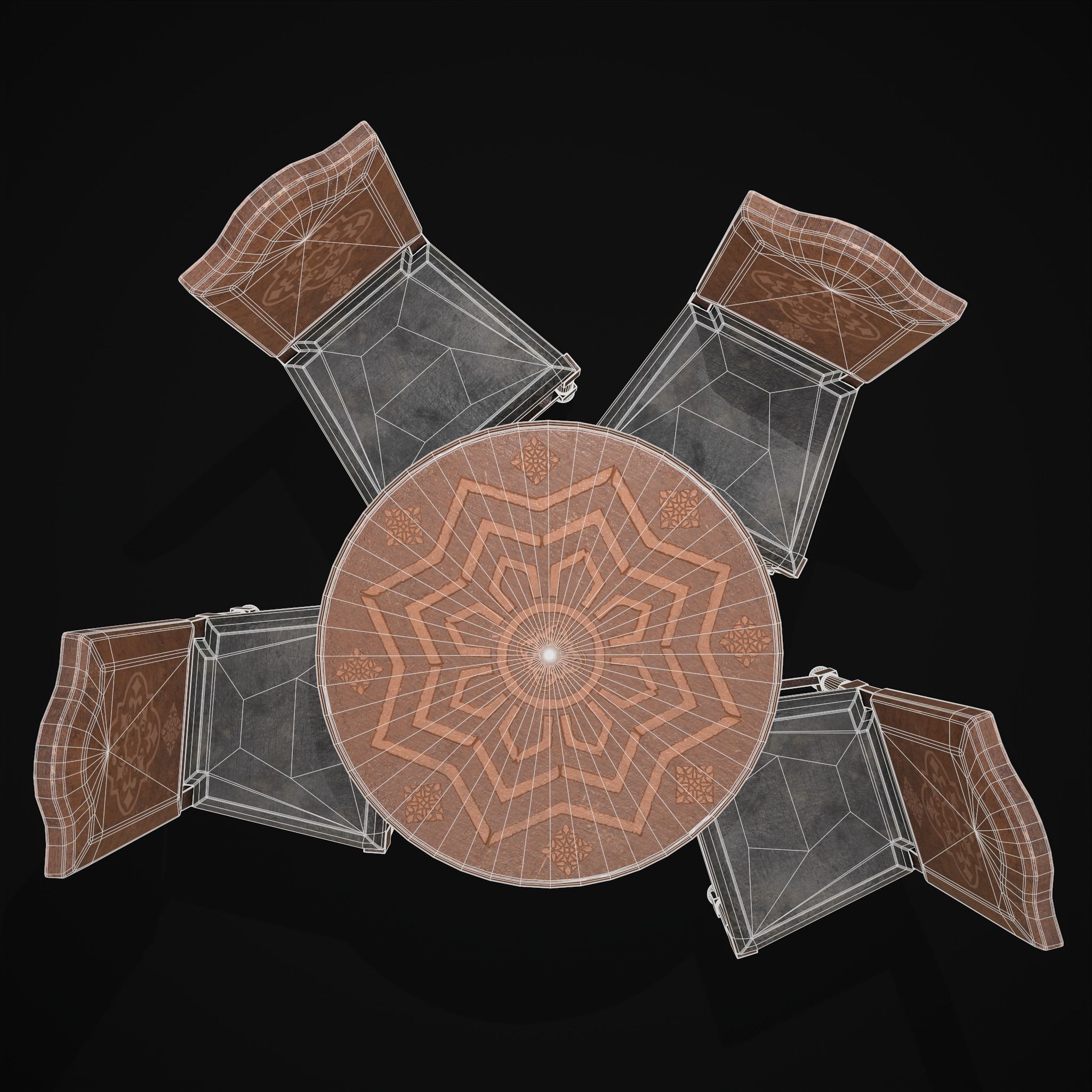 Elegant Round Table and Chairs 3D Model Collection_7