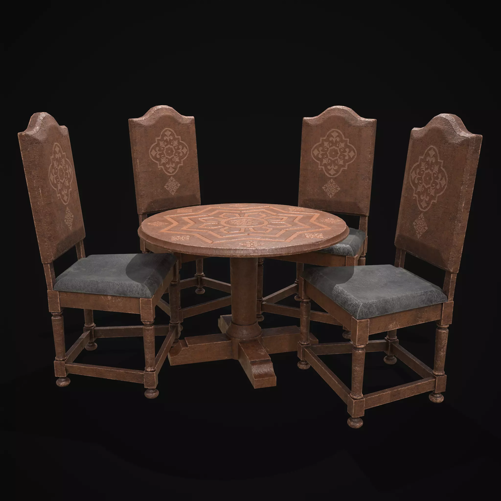 Elegant Round Table and Chairs 3D Model Collection_0