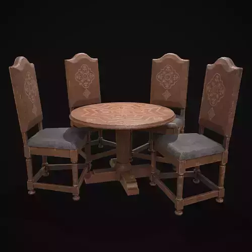 Elegant Round Table and Chairs 3D Model Collection