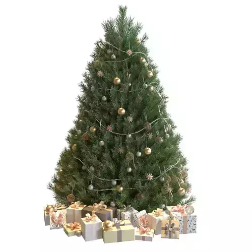 Christmas tree with decorations and presents  3D model