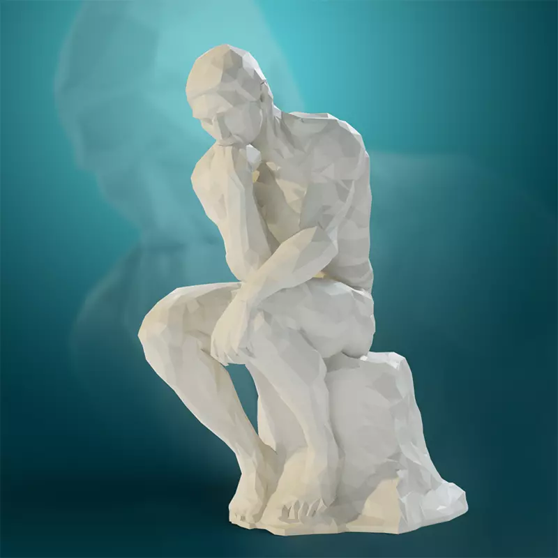 Low poly Statue of the Thinker 3D model_0