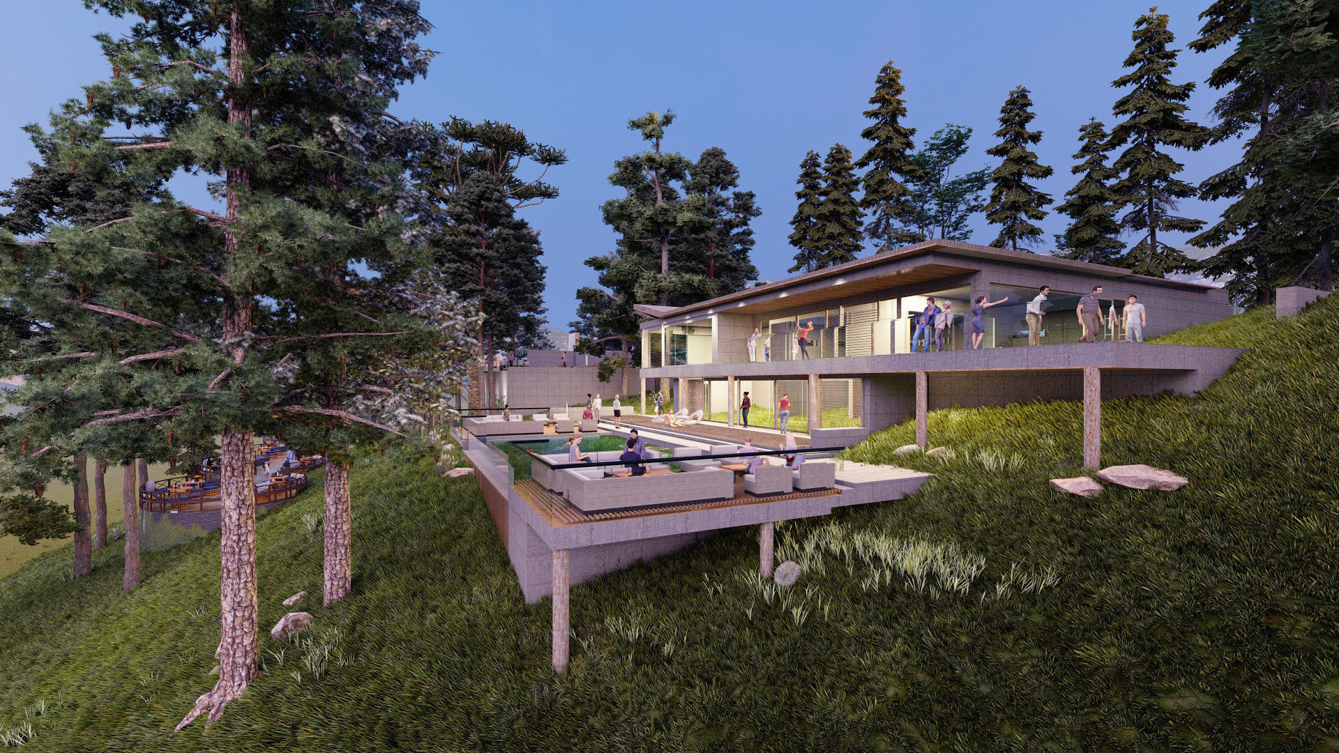 Hill view restaurant Low-poly 3D model_2