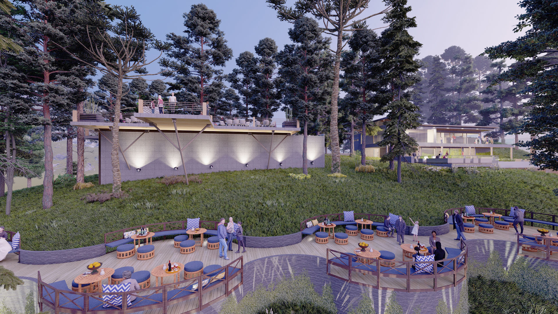 Hill view restaurant Low-poly 3D model_1