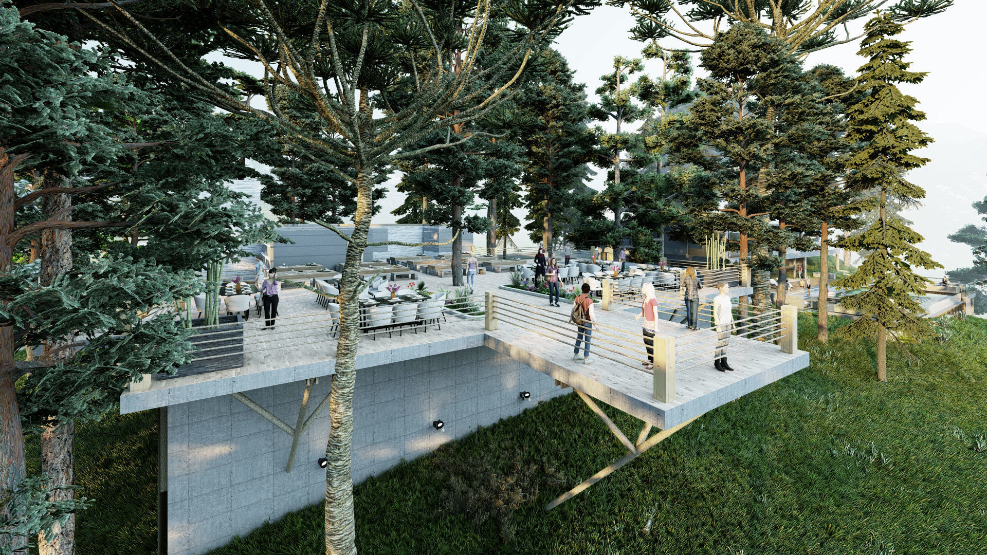 Hill view restaurant Low-poly 3D model_5