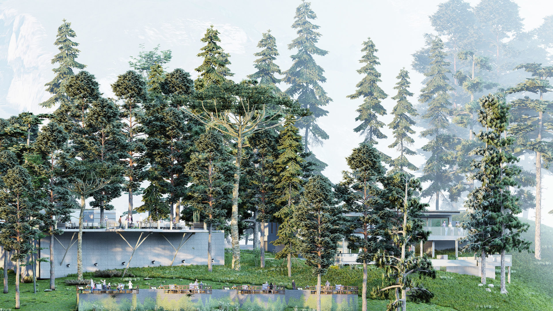 Hill view restaurant Low-poly 3D model_6