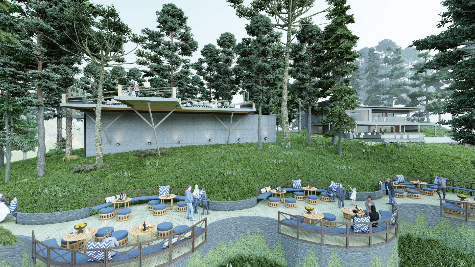 Hill view restaurant Low-poly 3D model_4