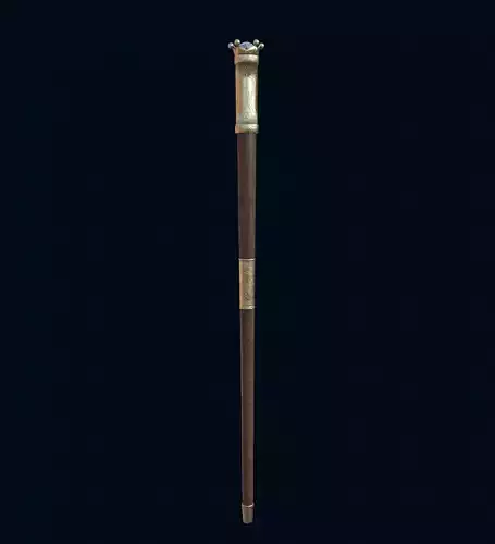 Royal cane with gold engraved parts Low-poly 3D model