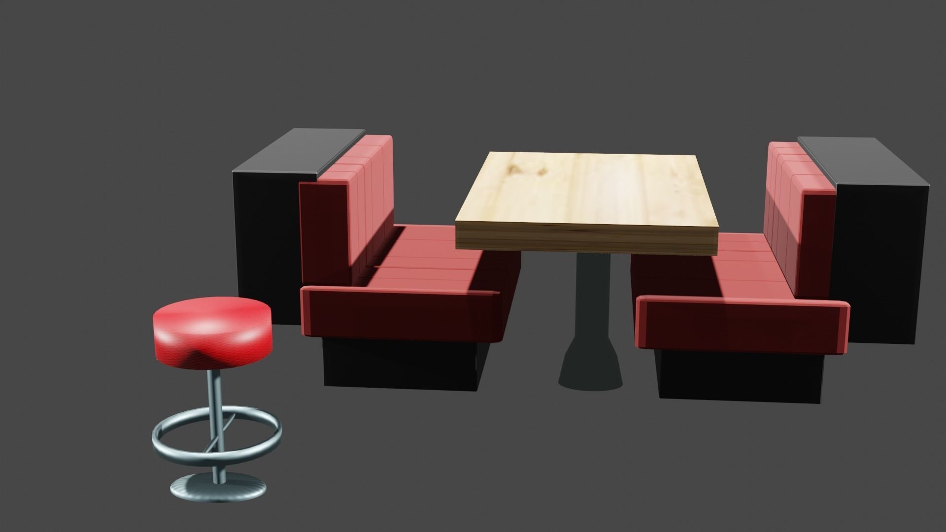 stool table and booth 3D model_1