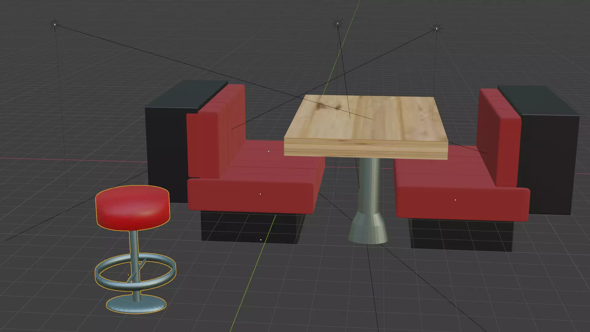 stool table and booth 3D model_0