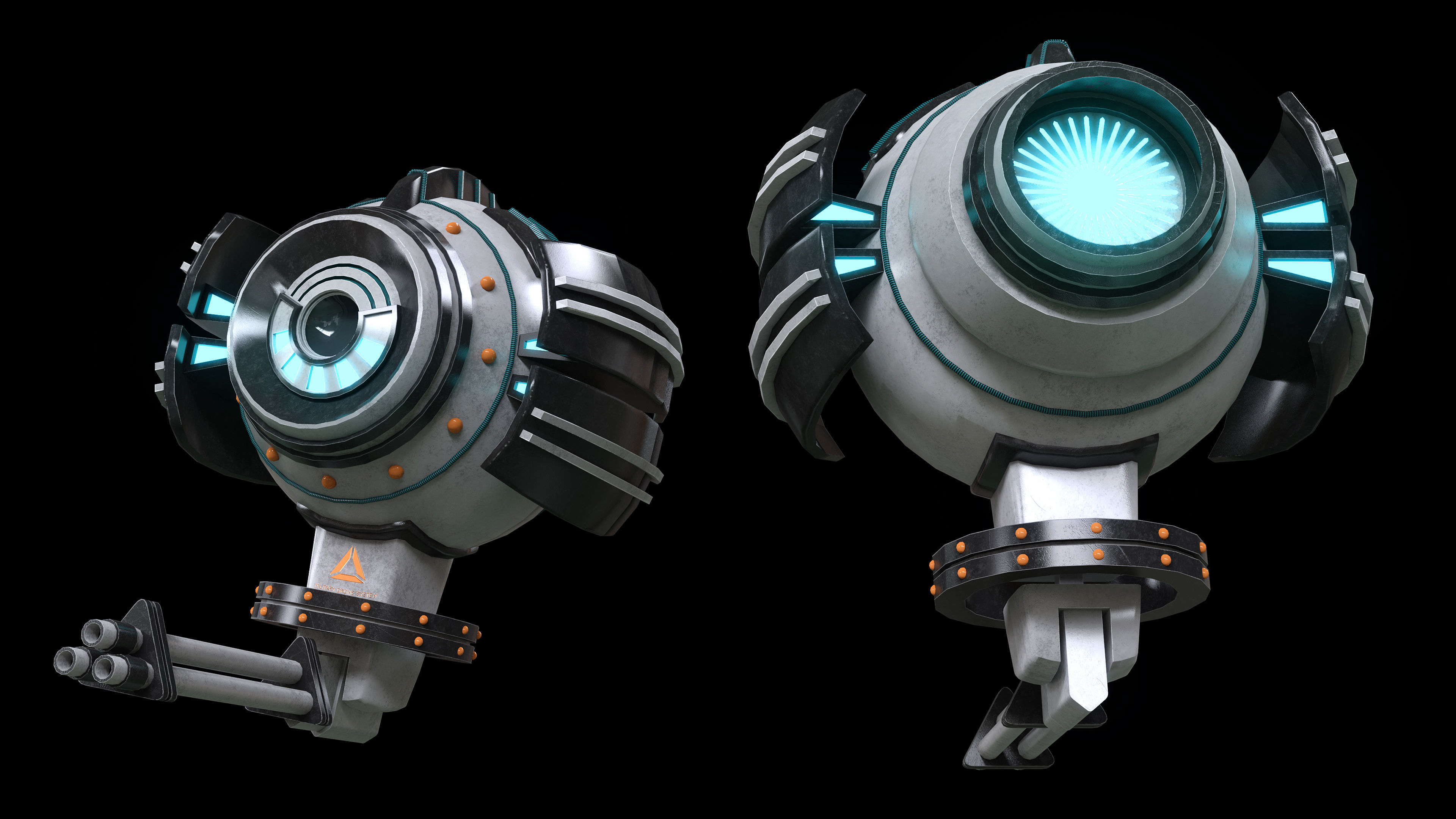 DRONE futuristic looking device Low-poly 3D model_3