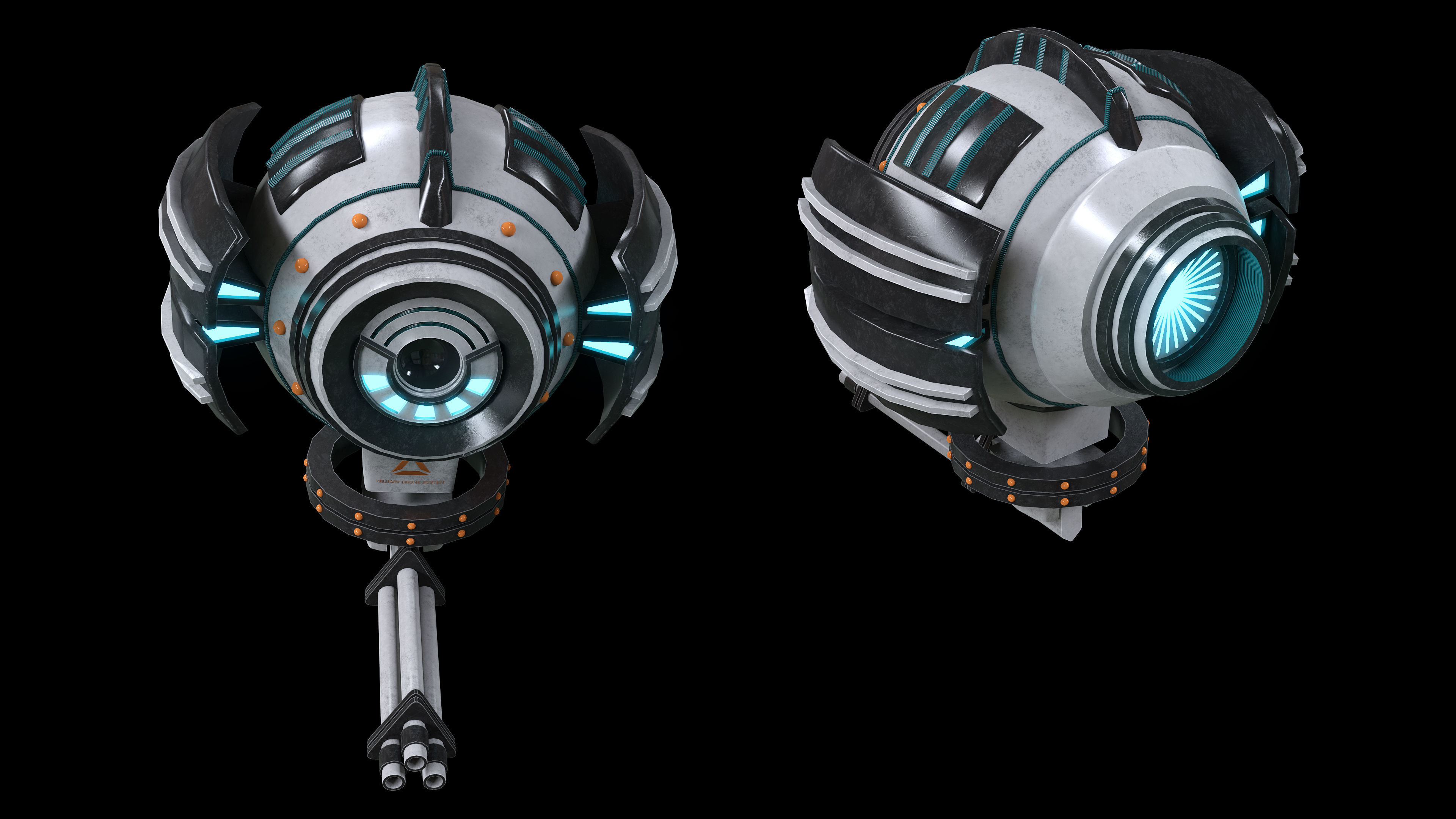 DRONE futuristic looking device Low-poly 3D model_2