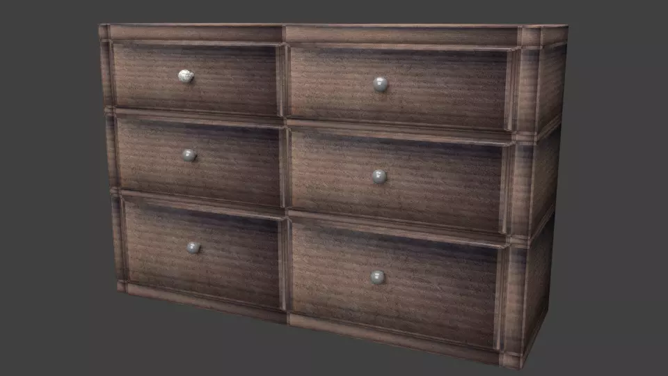 wood cupboard  Low-poly 3D model_0