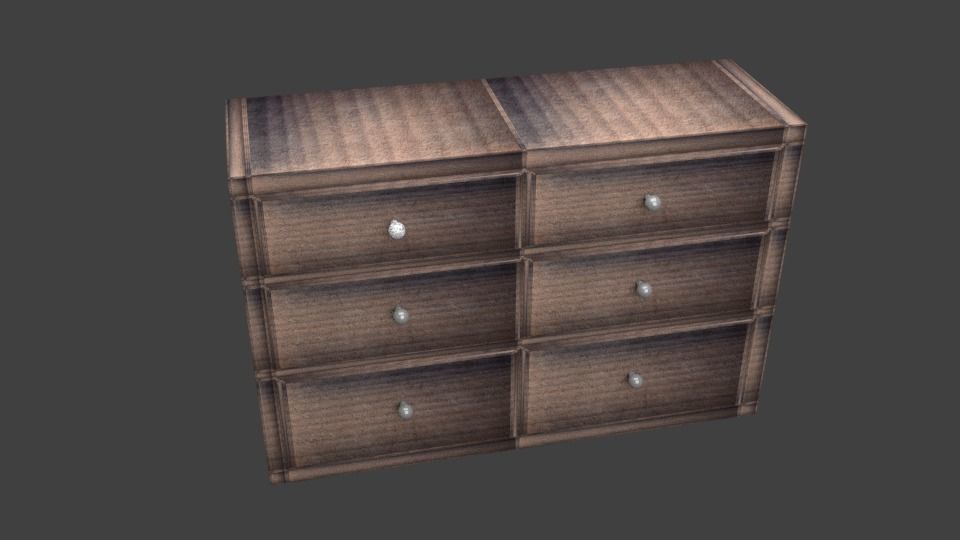 wood cupboard  Low-poly 3D model_1