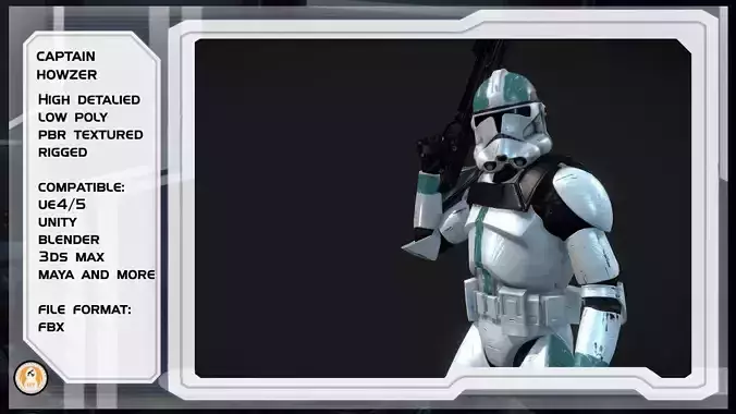 Clone Captain Howzer Low-poly 3D model