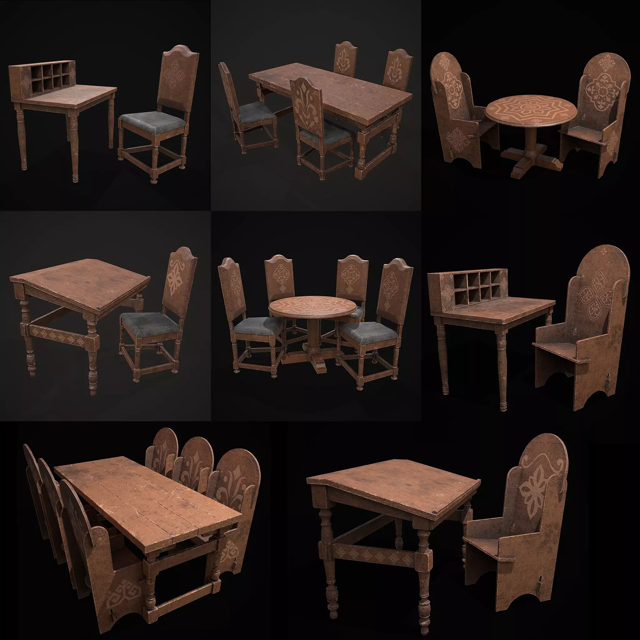 Elegant Tables and Chairs  3D Model Collection_0