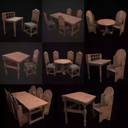  Elegant Tables and Chairs  3D Model Collection