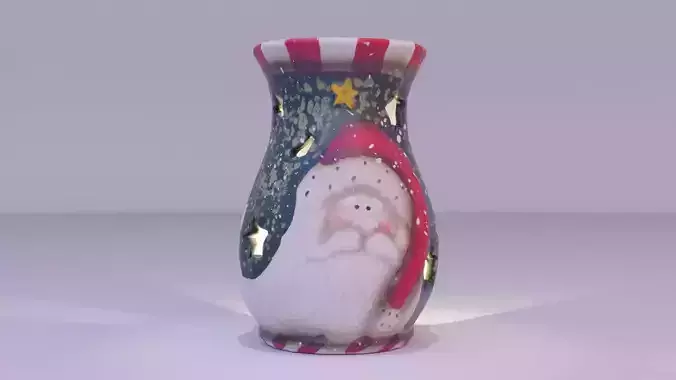Christmas vase witch candle low-poly Low-poly 3D model