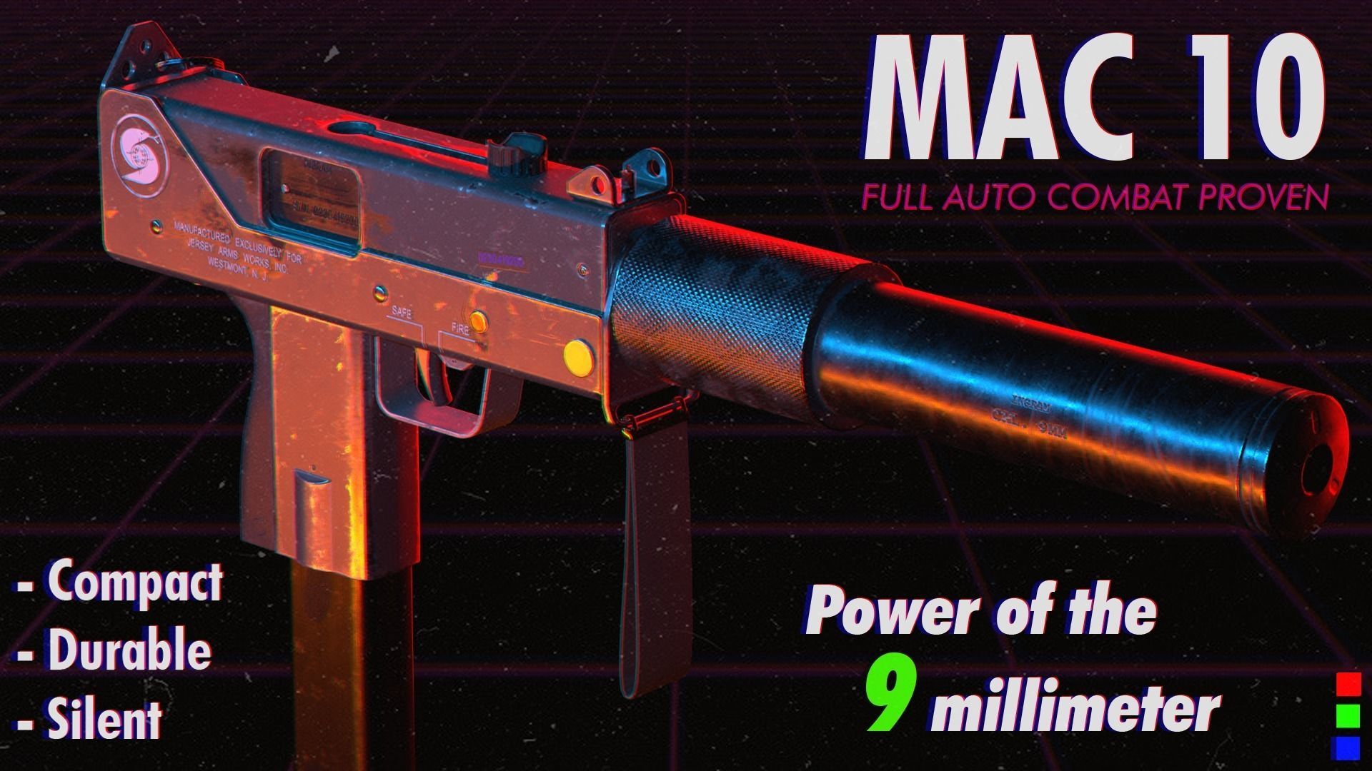 MAC10 mac cold war combat weapon Low-poly 3D model_2