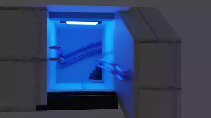 Hallway elevator with light in it