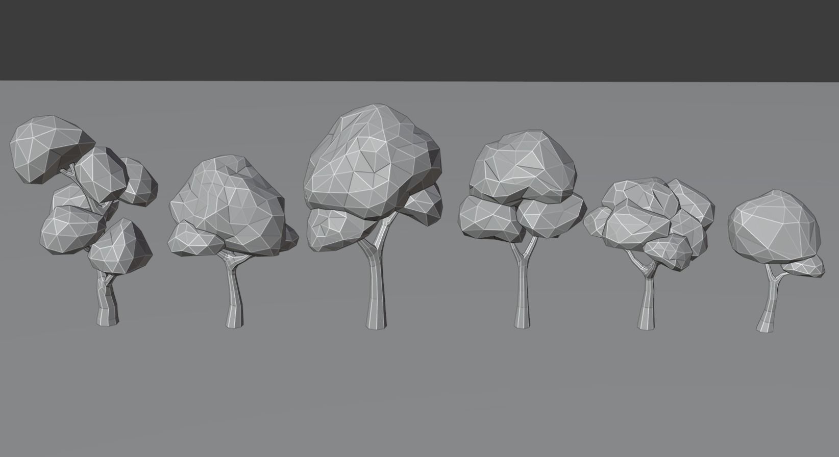 Low poly trees group of in row Free low-poly 3D model_4