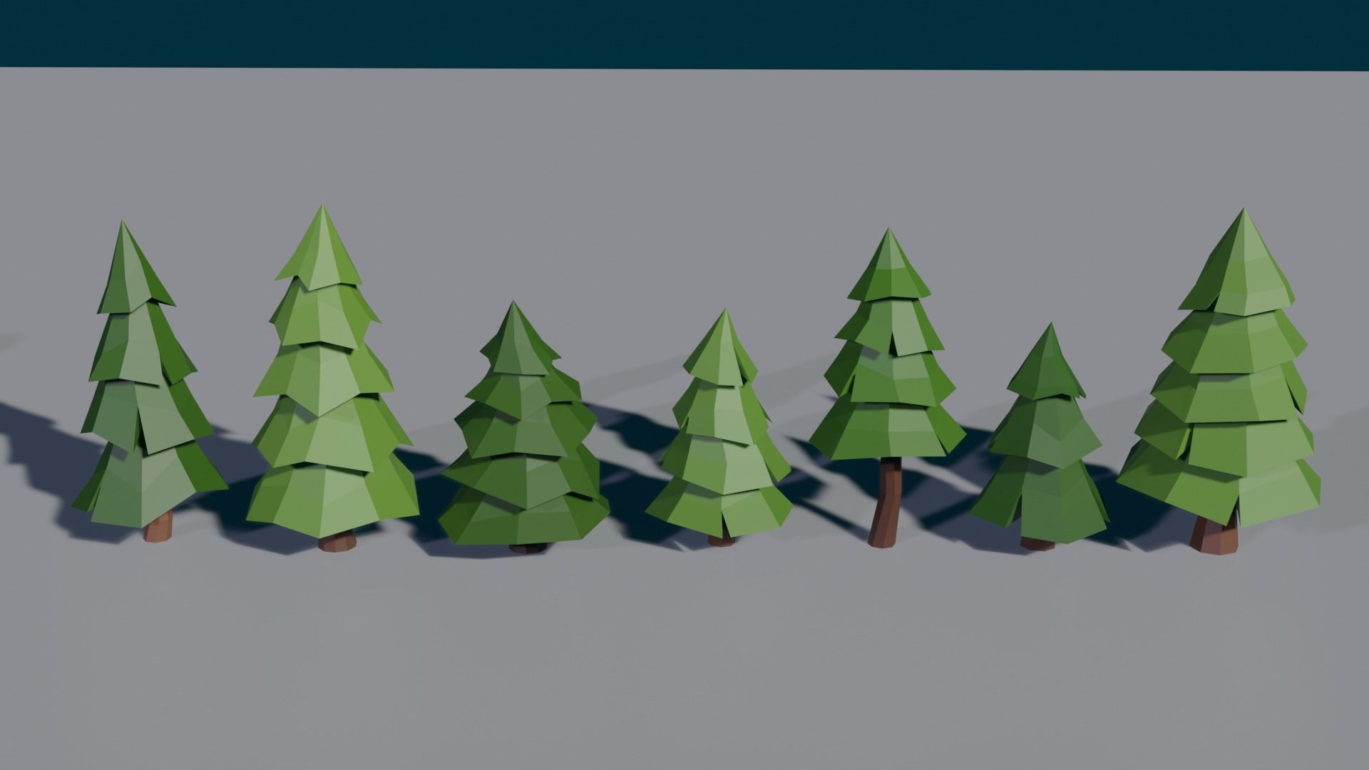 Low poly trees group of in row Free low-poly 3D model_2