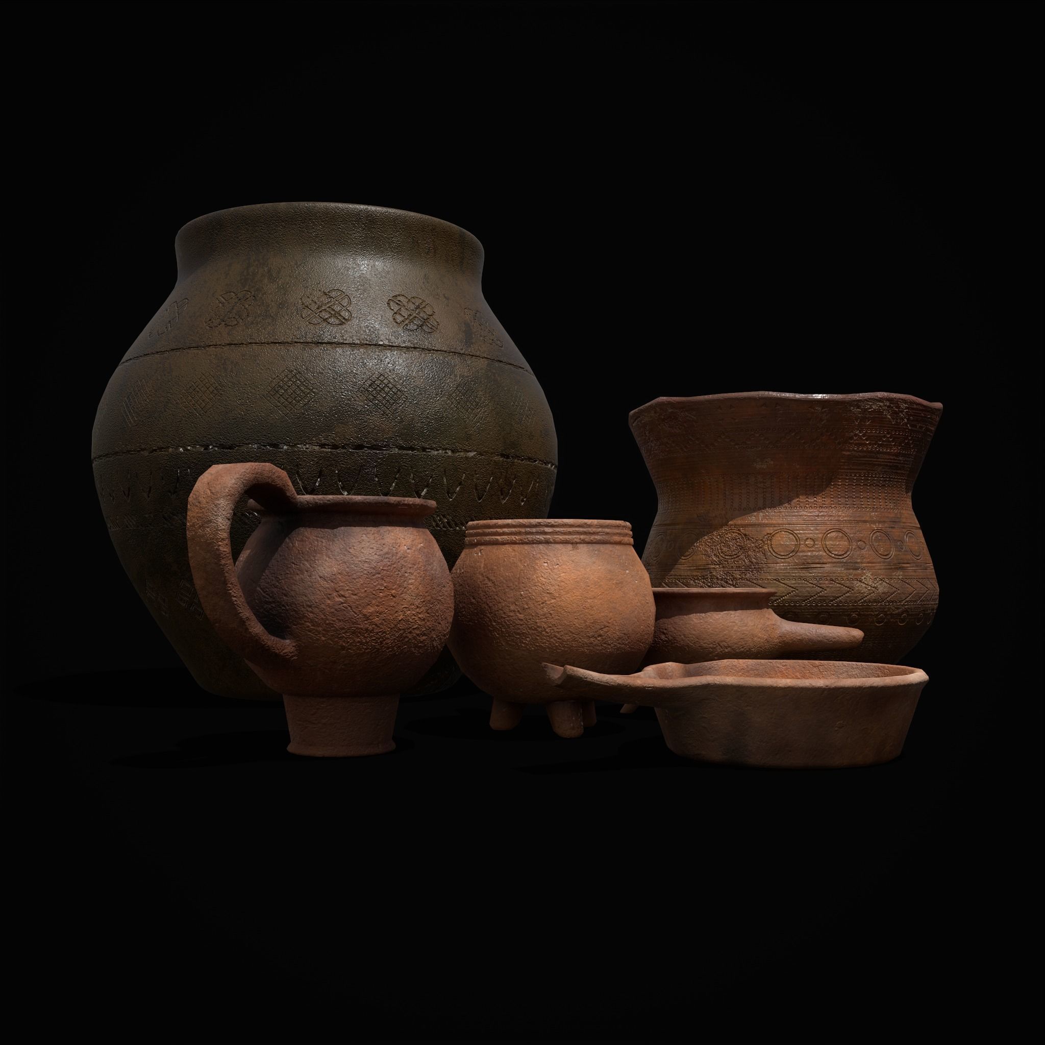 Pottery Pieces Set  3D Model Collection_9