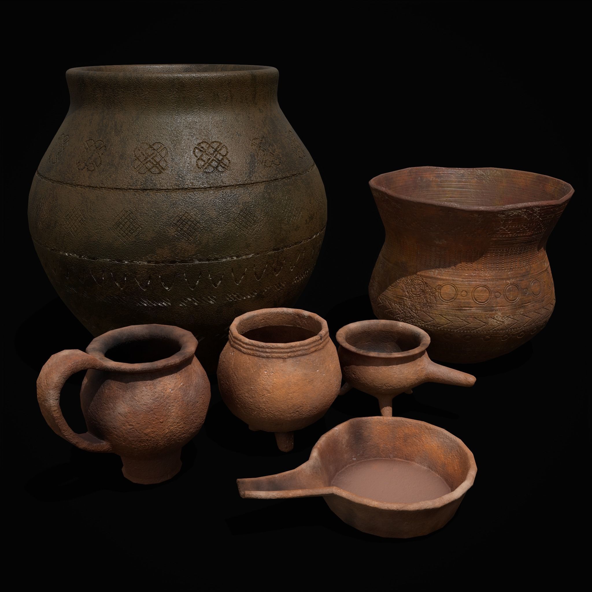 Pottery Pieces Set  3D Model Collection_25