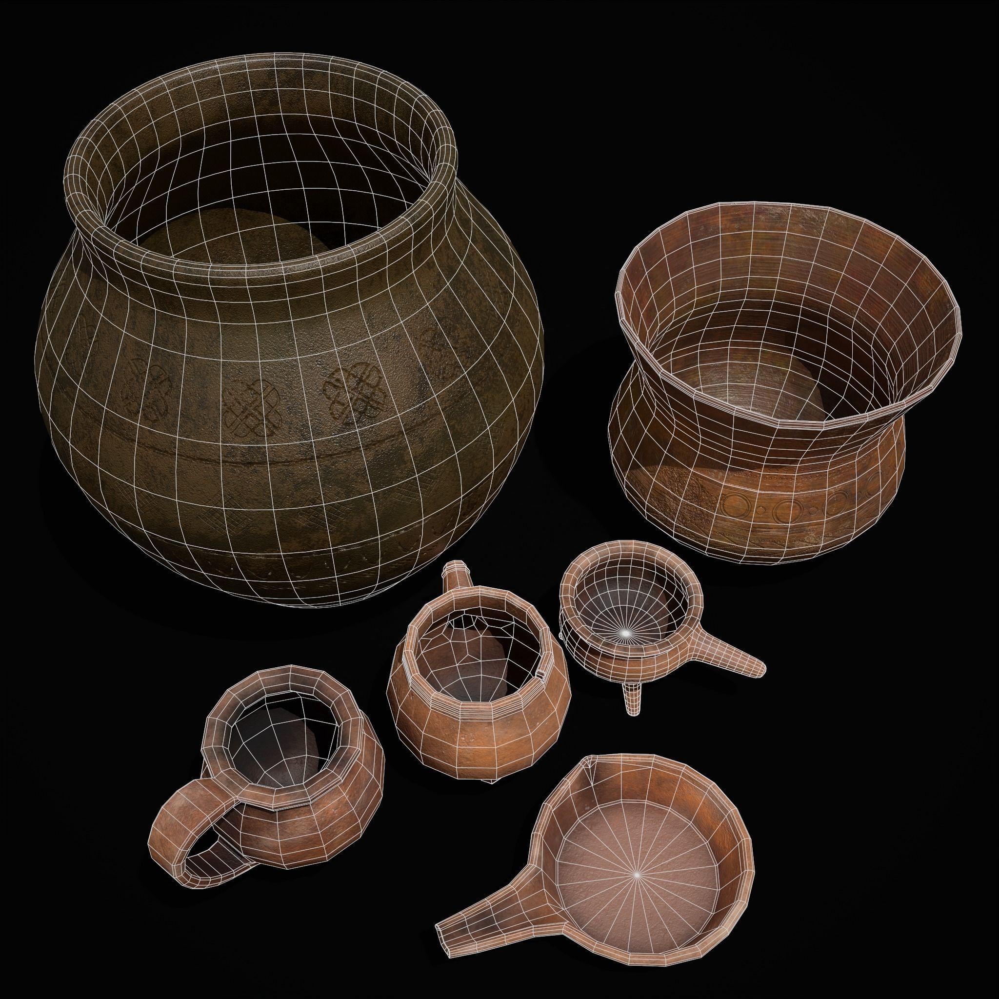 Pottery Pieces Set  3D Model Collection_6