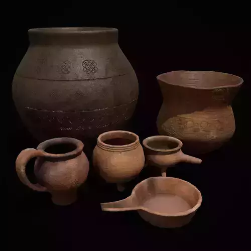 Pottery Pieces Set  3D Model Collection