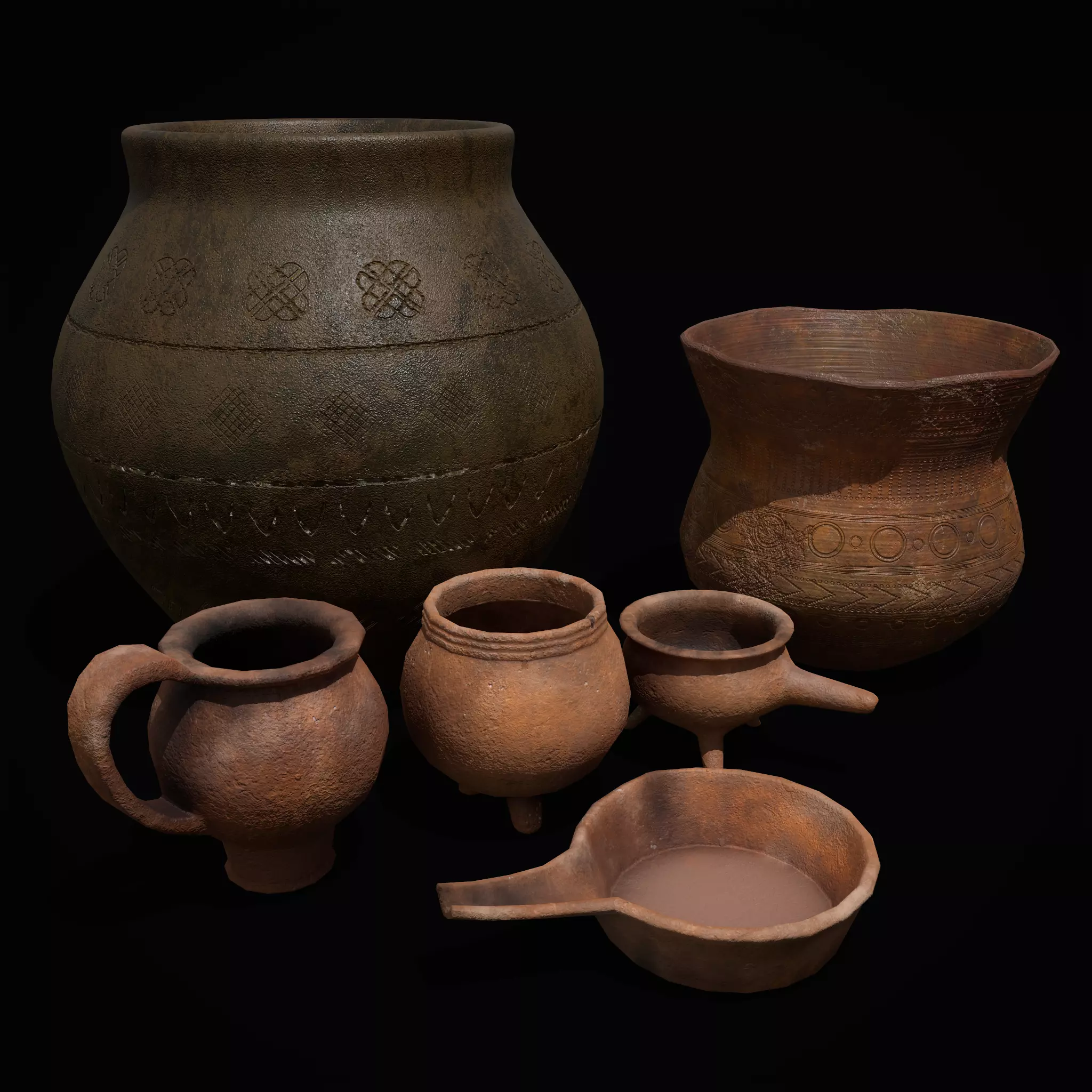 Pottery Pieces Set  3D Model Collection_0
