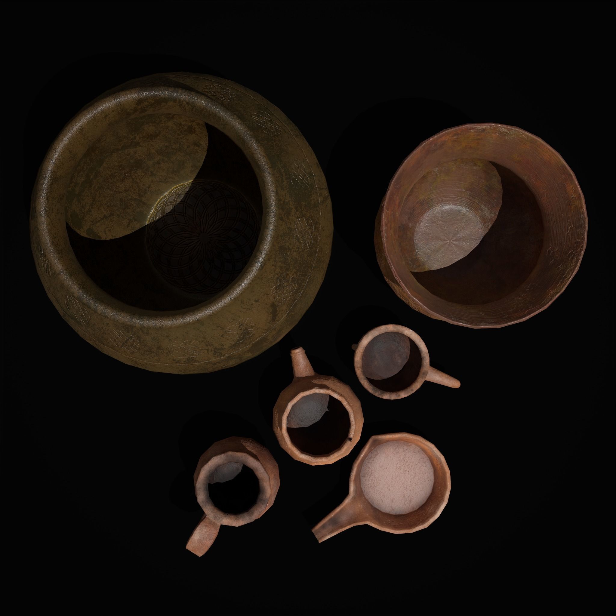 Pottery Pieces Set  3D Model Collection_7