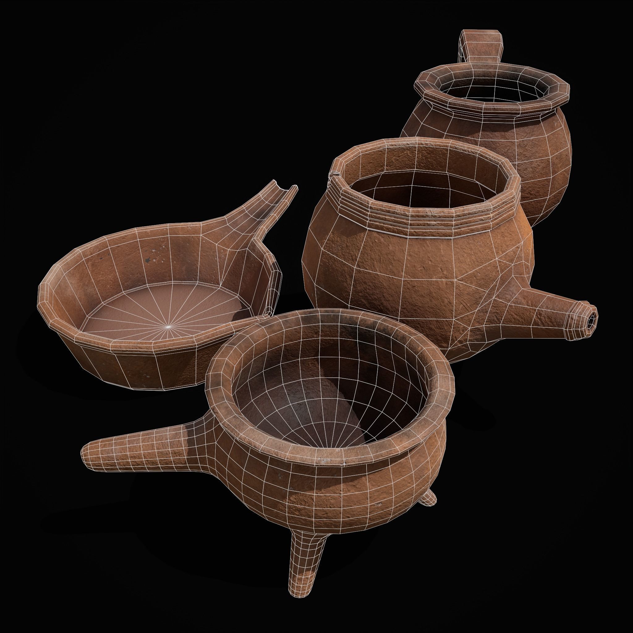 Pottery Pieces Set  3D Model Collection_24