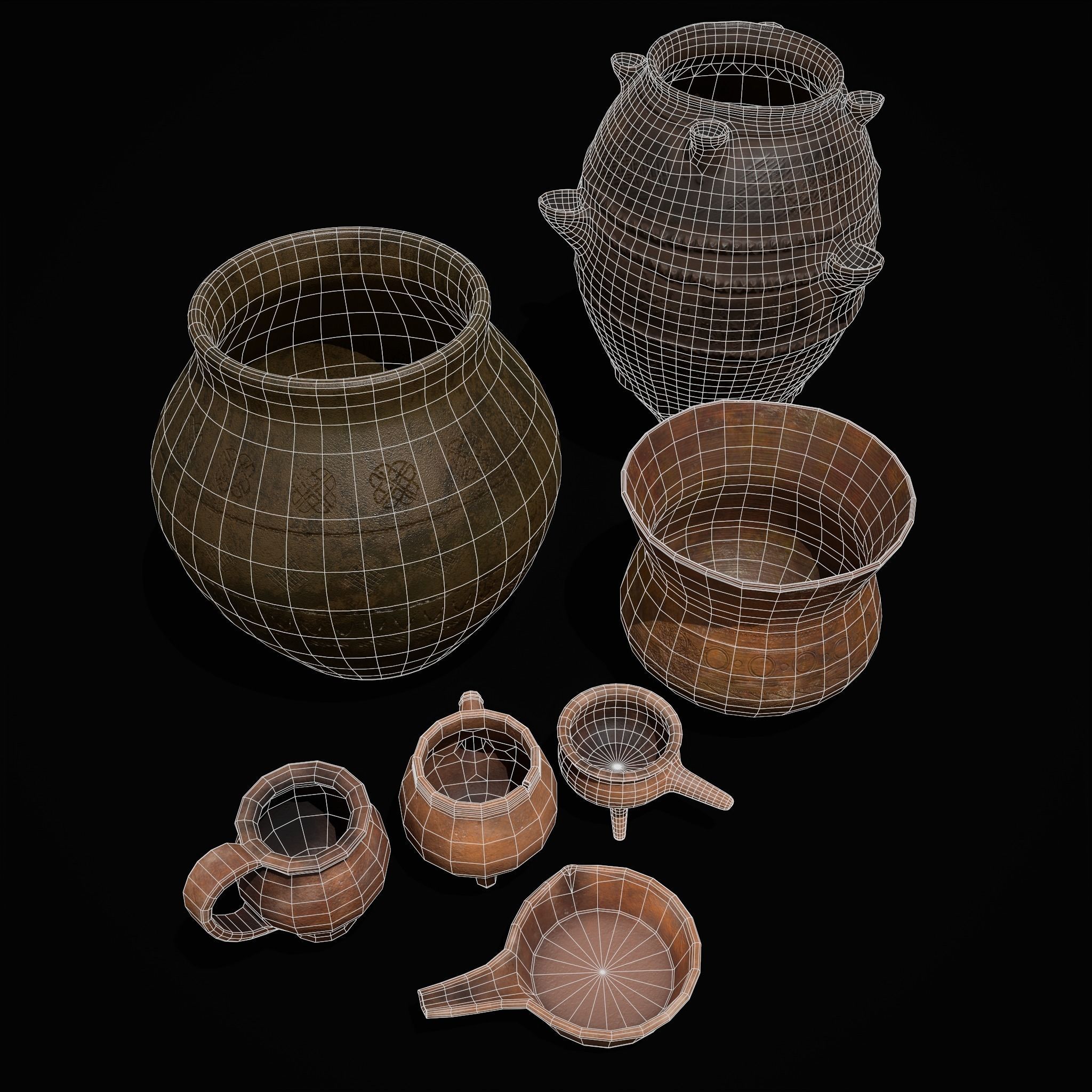 Pottery Pieces Set Two  3D Model Collection_7