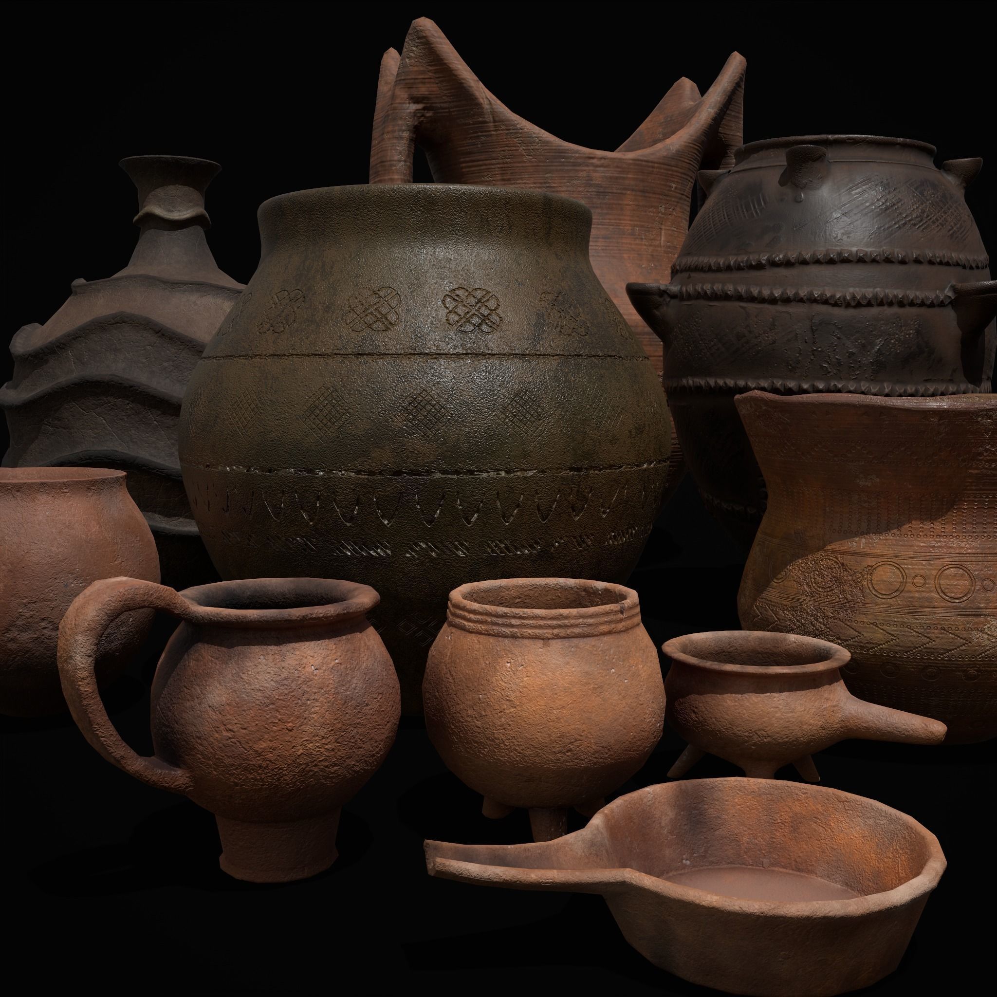 Pottery Pieces Set Three  3D Model Collection_43