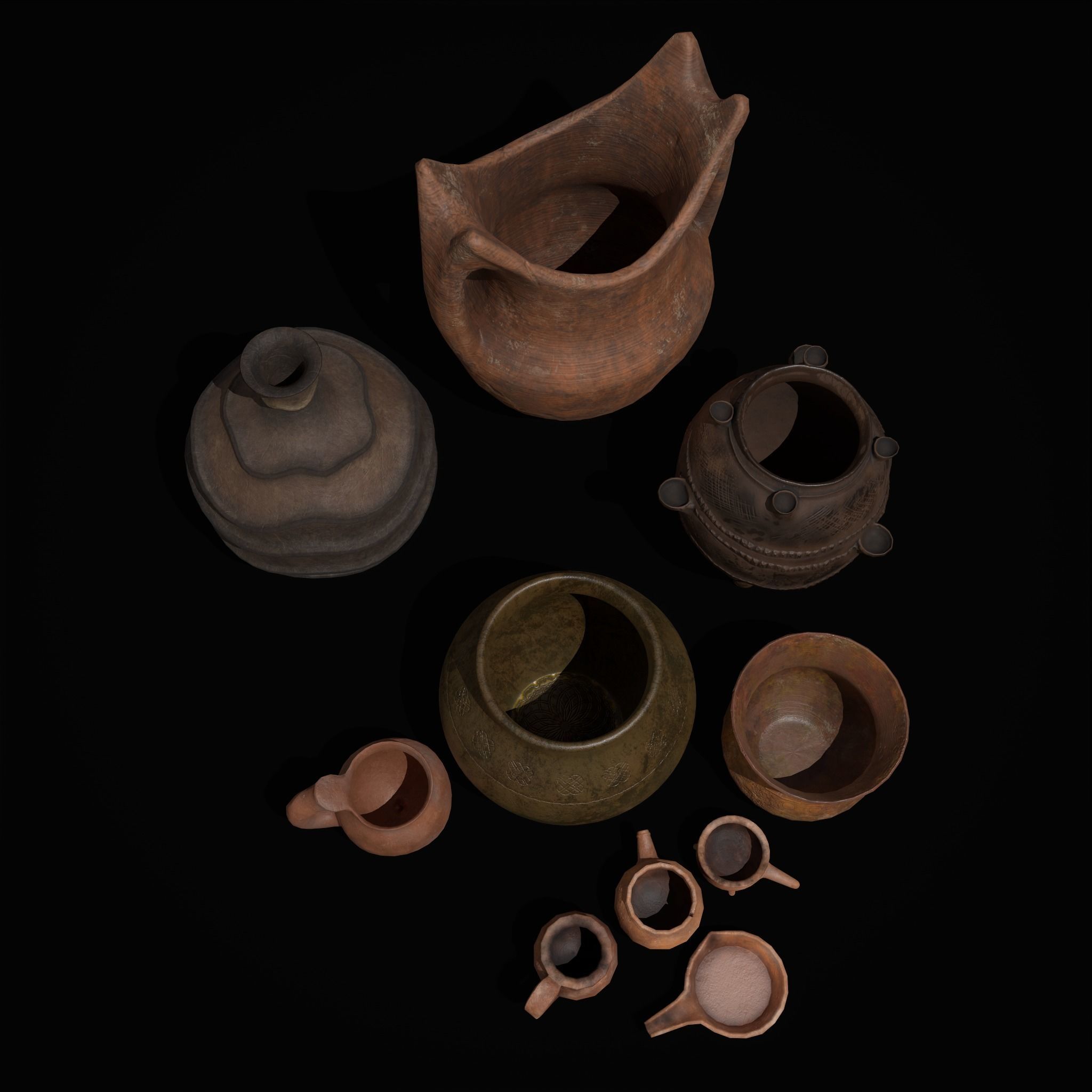 Pottery Pieces Set Three  3D Model Collection_37