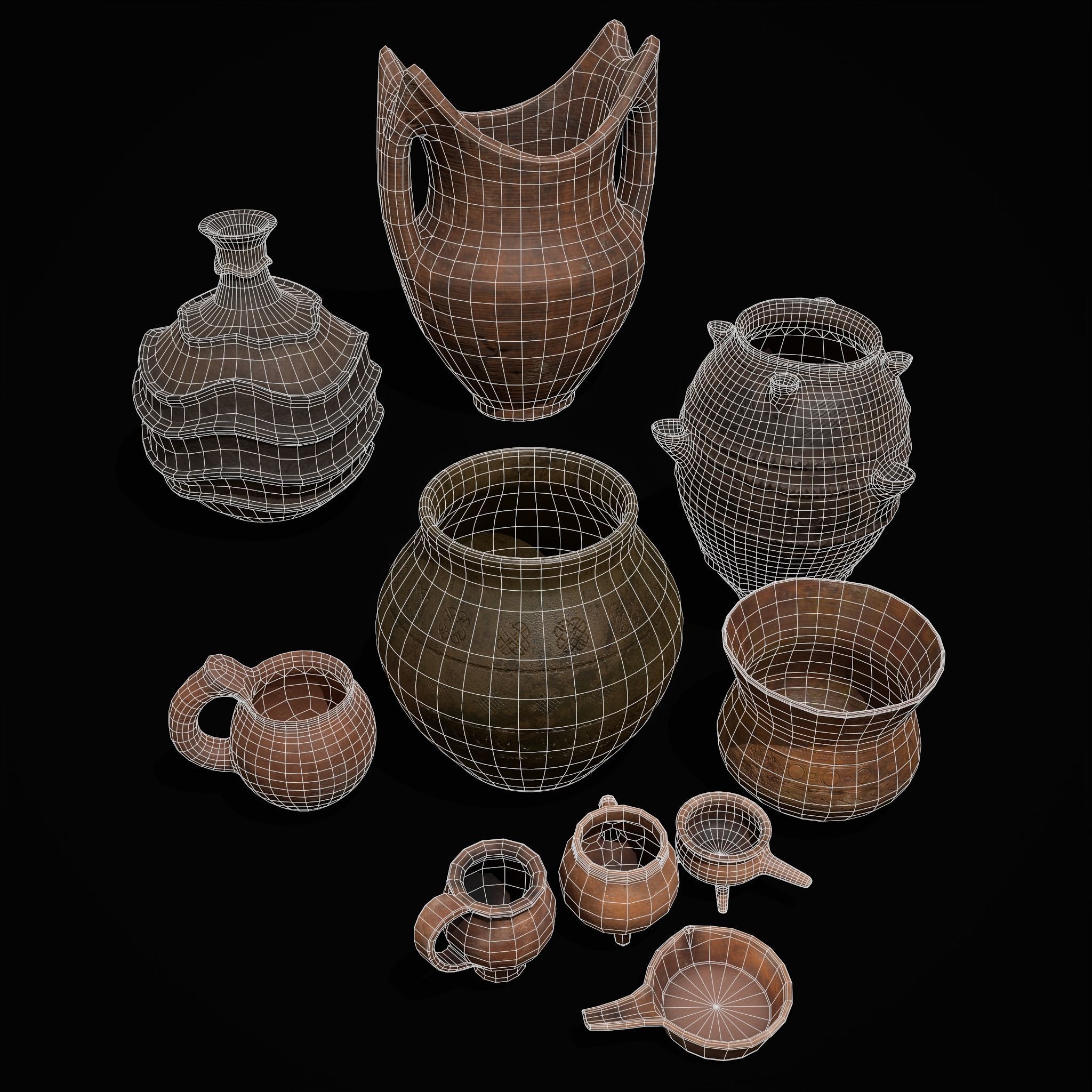 Pottery Pieces Set Three  3D Model Collection_14