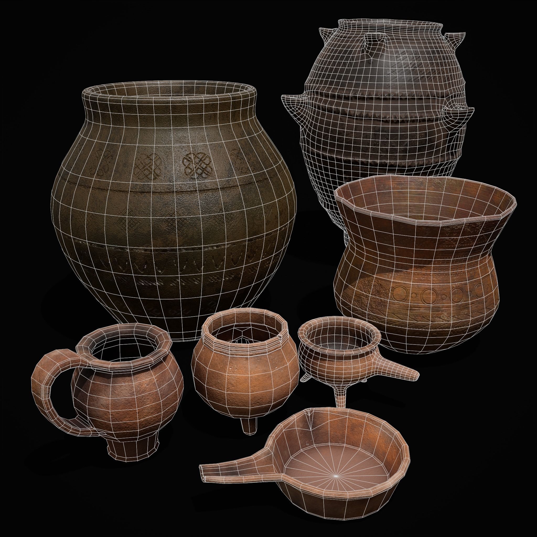 Pottery Pieces Set Three  3D Model Collection_18