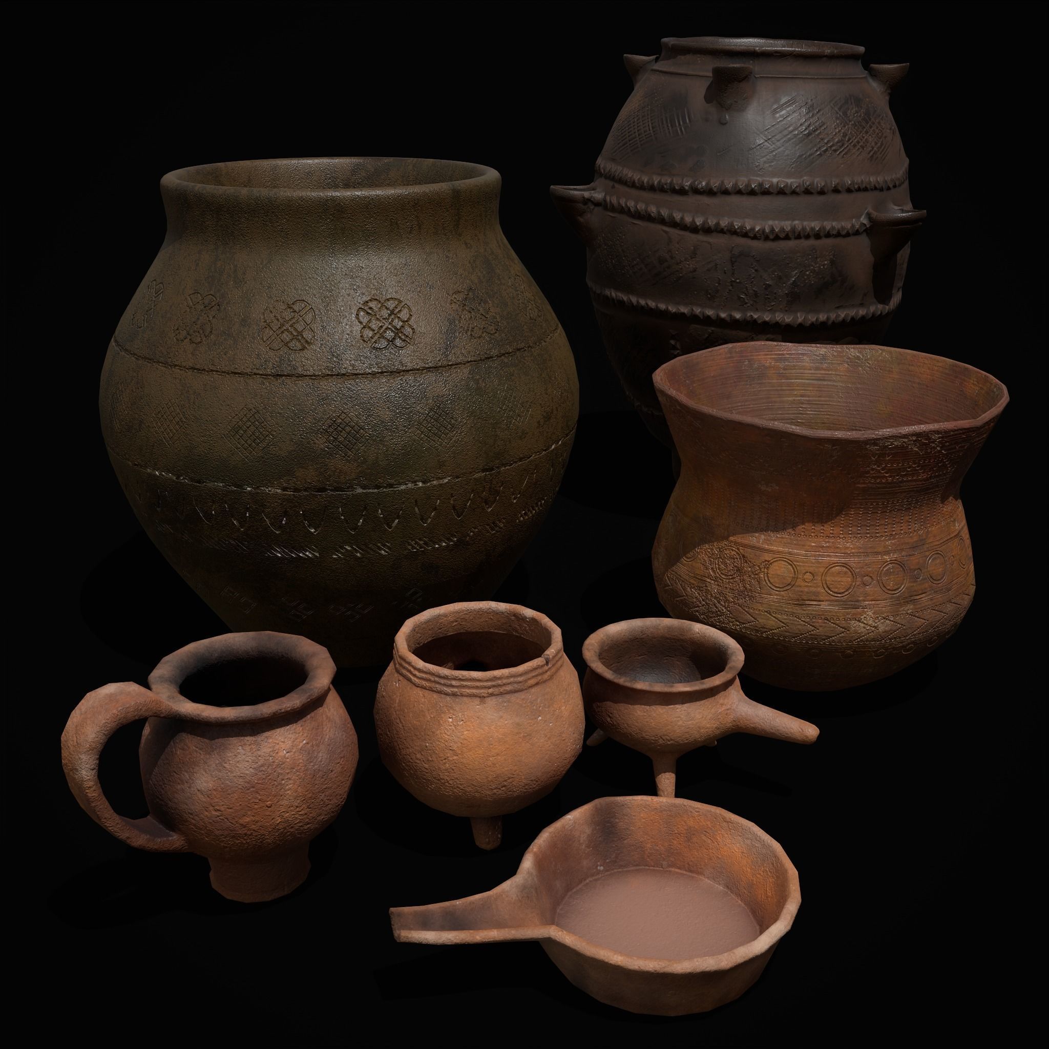 Pottery Pieces Set Three  3D Model Collection_17