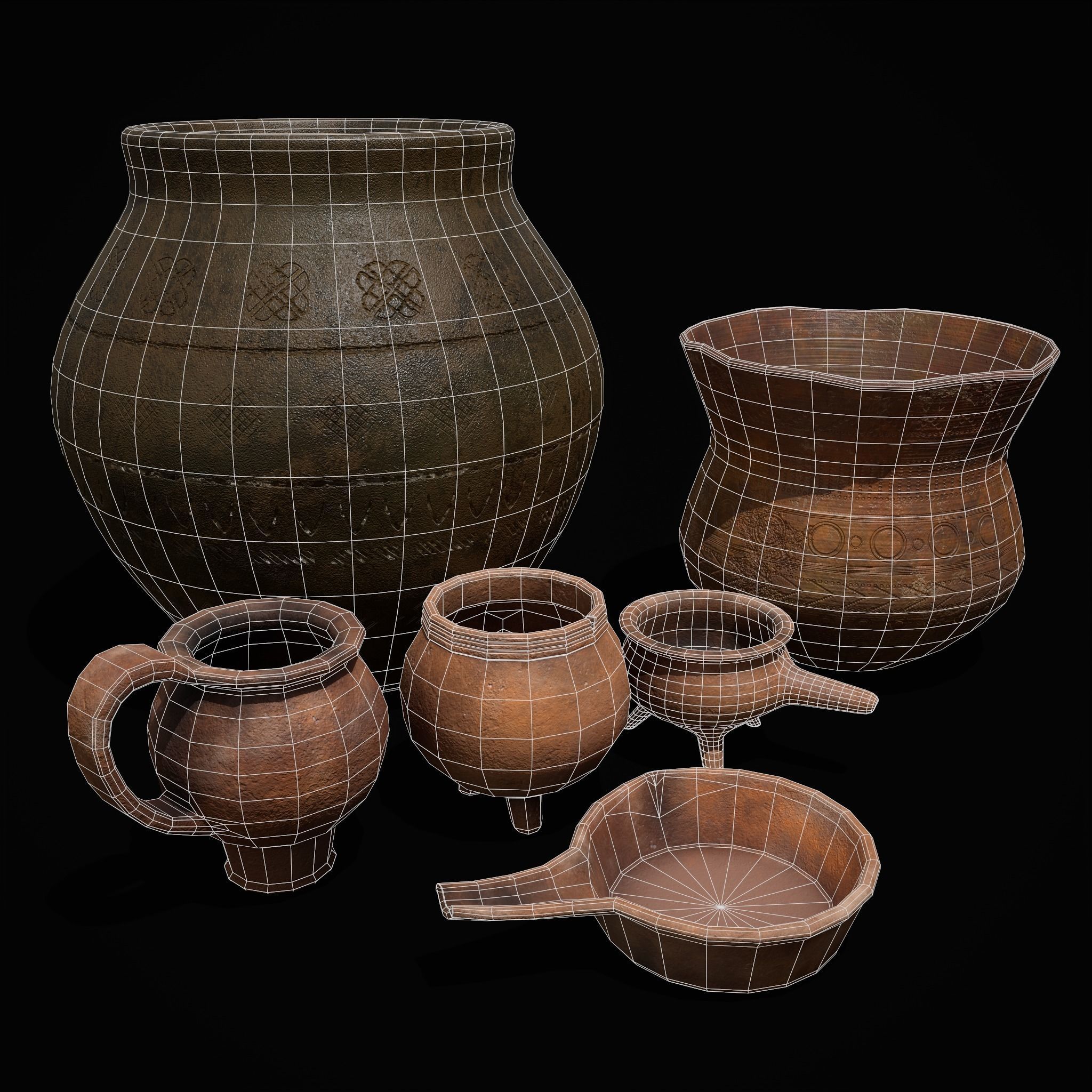 Pottery Pieces Set Three  3D Model Collection_26