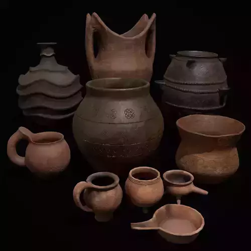 Pottery Pieces Set Three  3D Model Collection