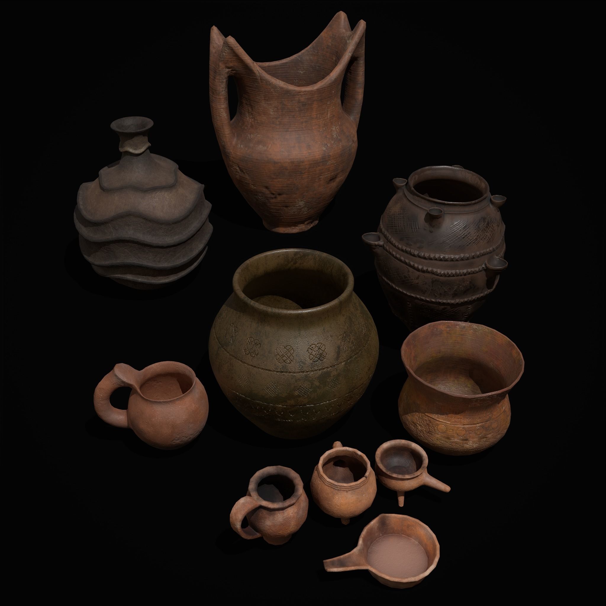Pottery Pieces Set Three  3D Model Collection_13