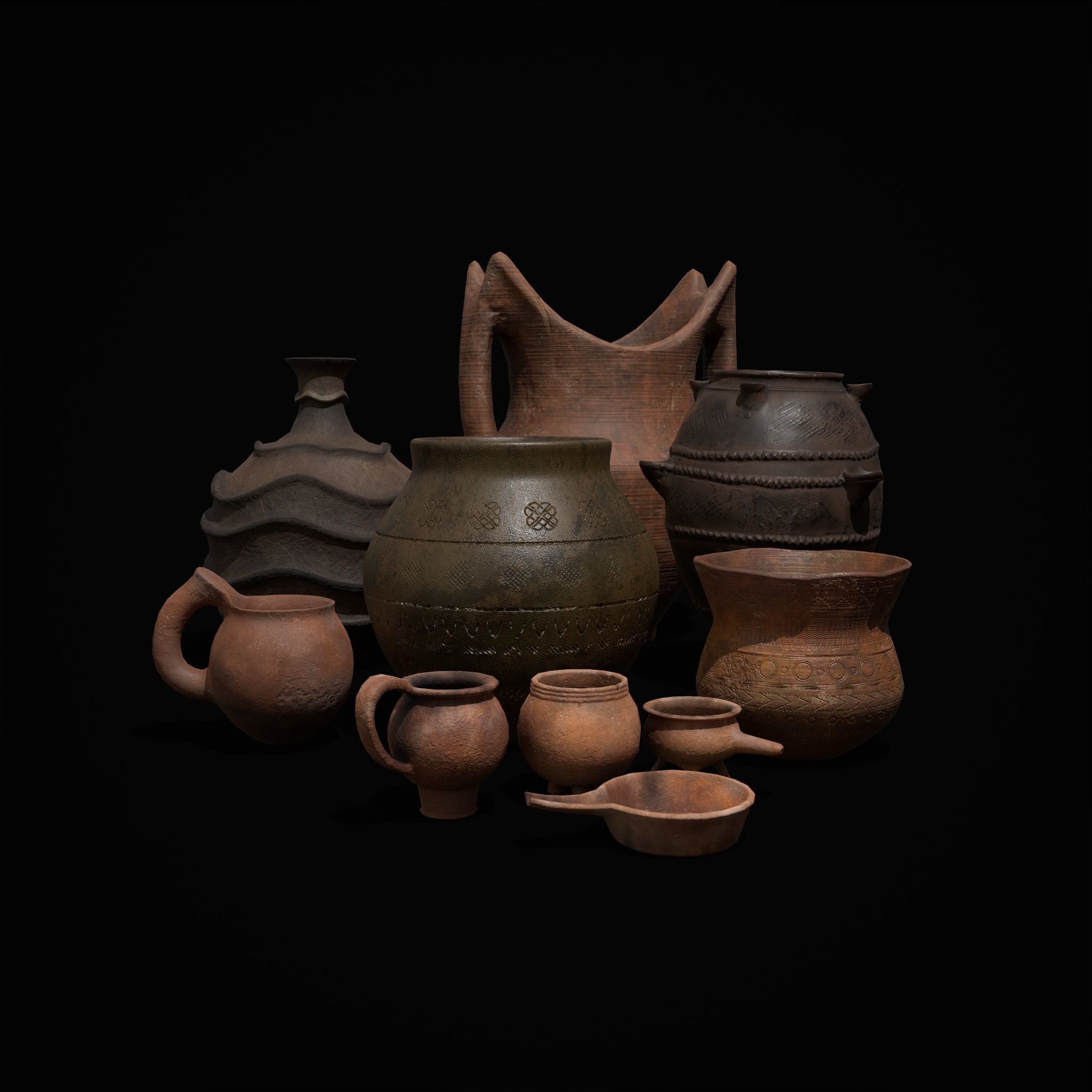 Pottery Pieces Set Three  3D Model Collection_41