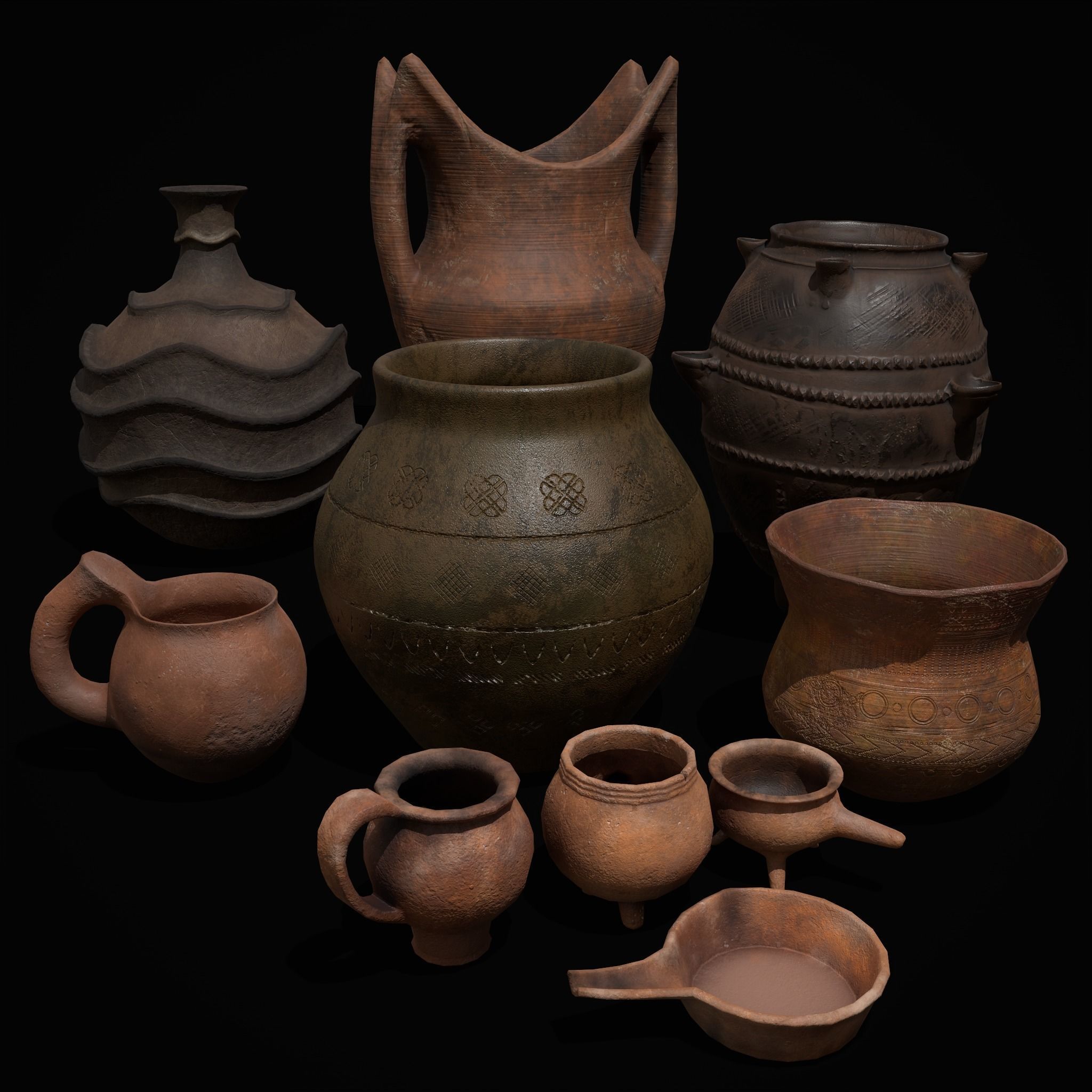 Pottery Pieces Set Three  3D Model Collection_45