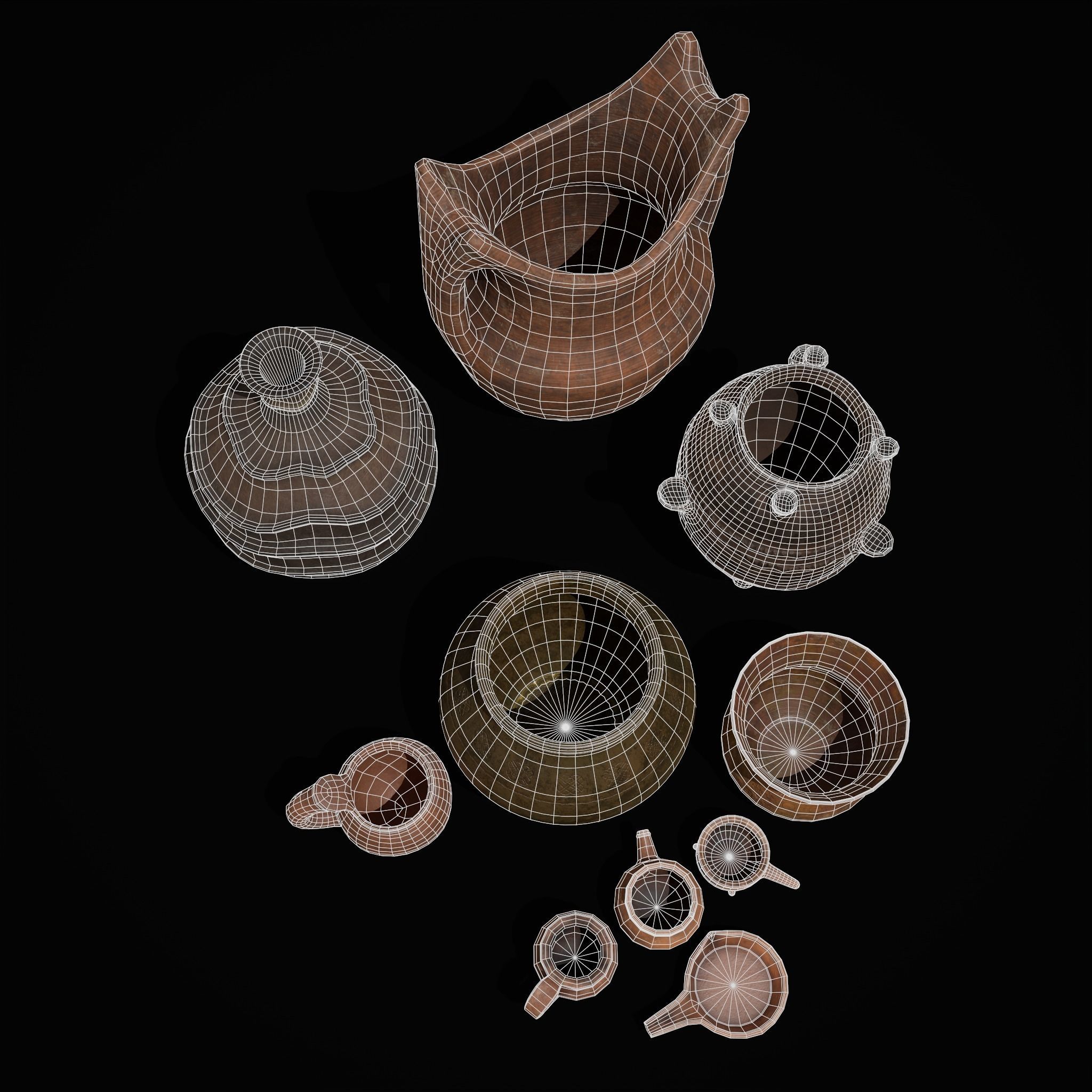 Pottery Pieces Set Three  3D Model Collection_38
