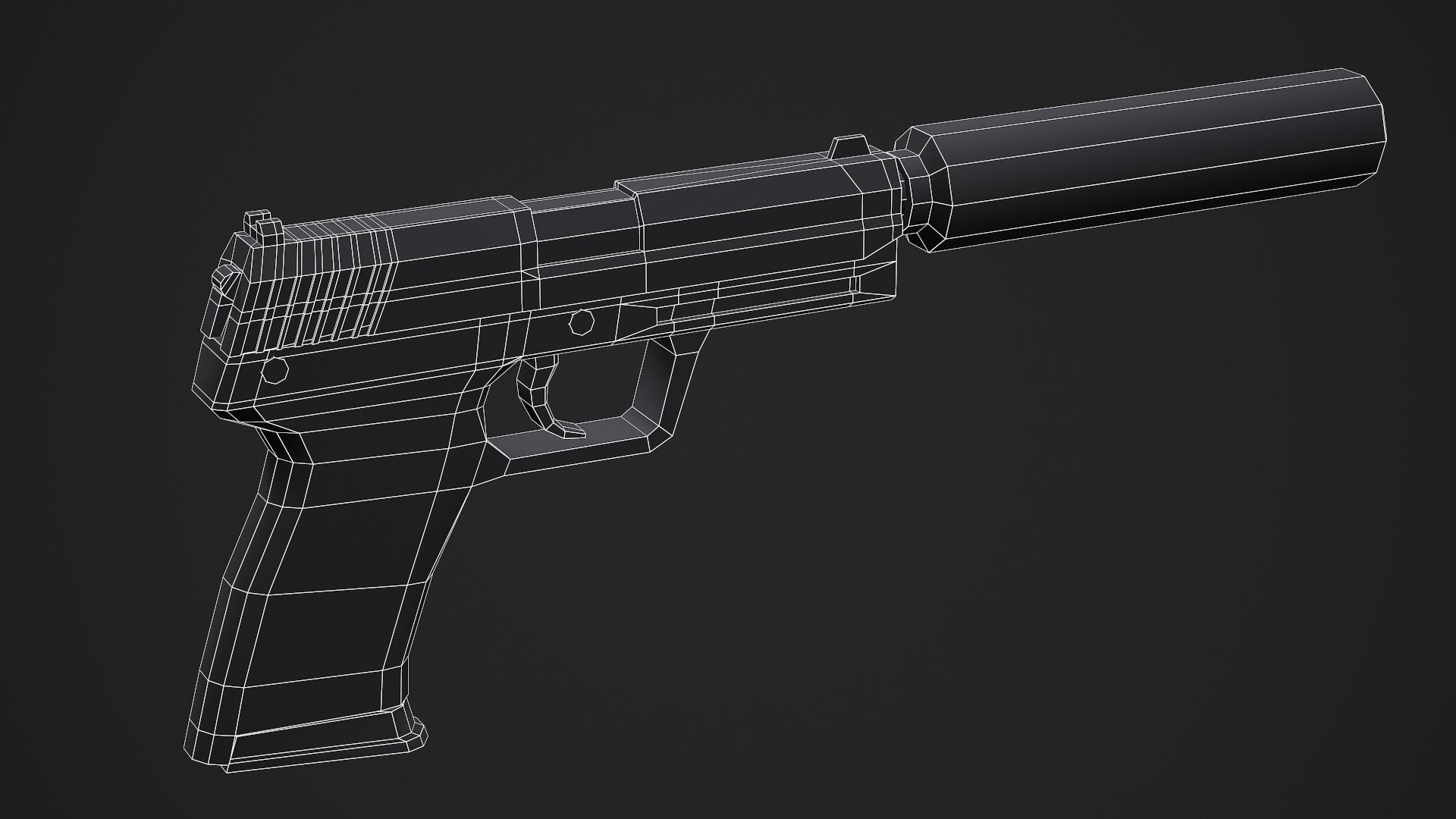 HK USP Game Ready Low-poly 3D model_8