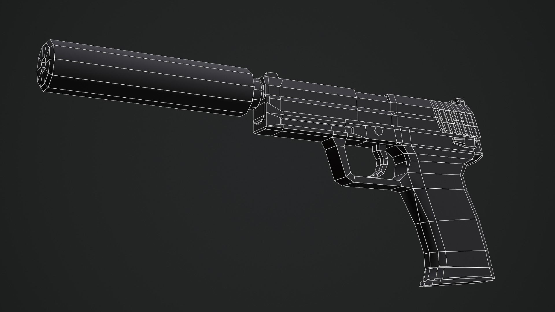 HK USP Game Ready Low-poly 3D model_9