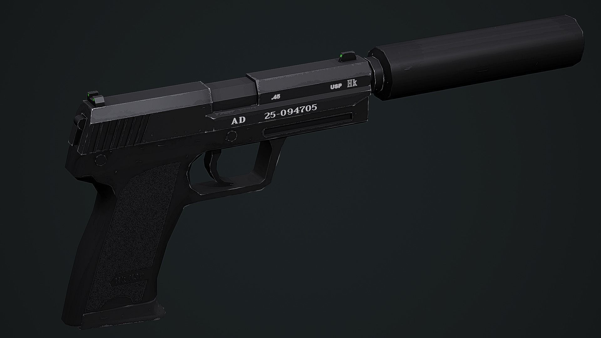 HK USP Game Ready Low-poly 3D model_3