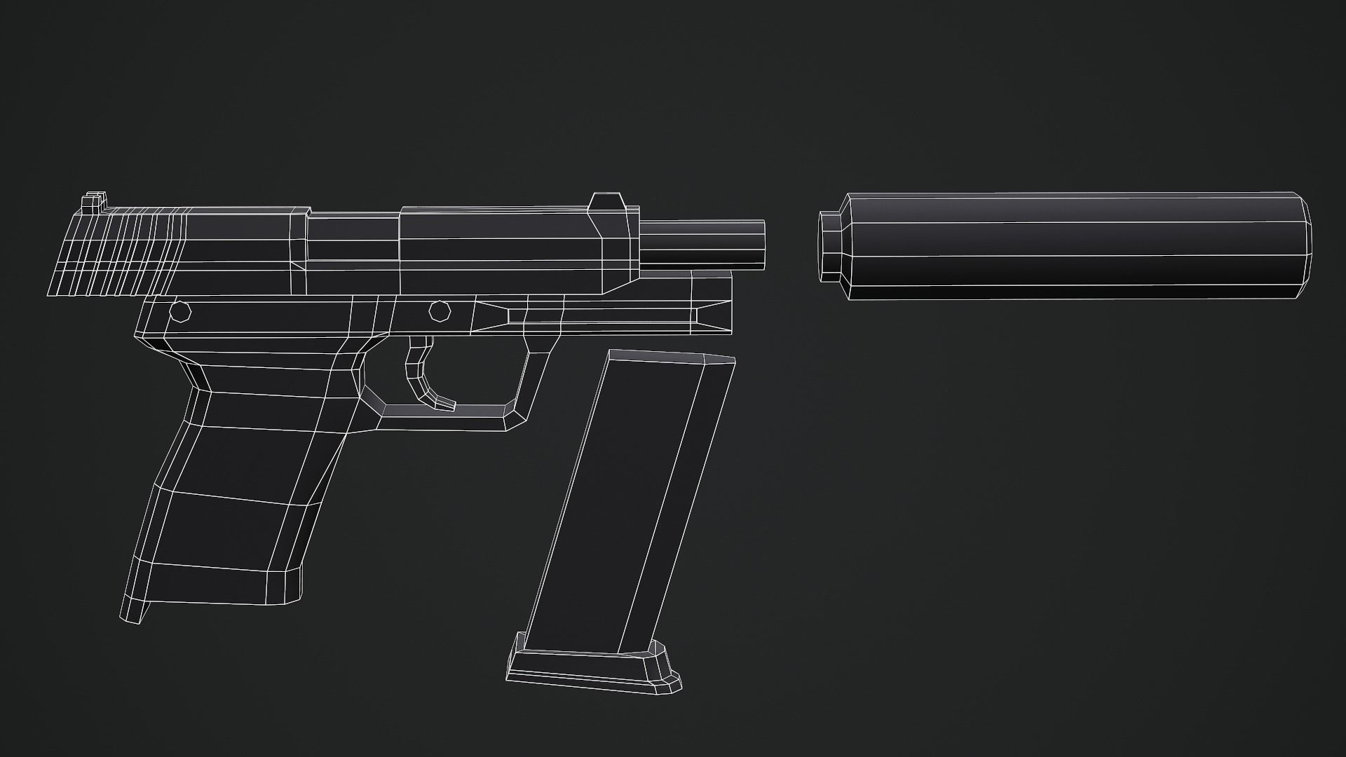HK USP Game Ready Low-poly 3D model_10