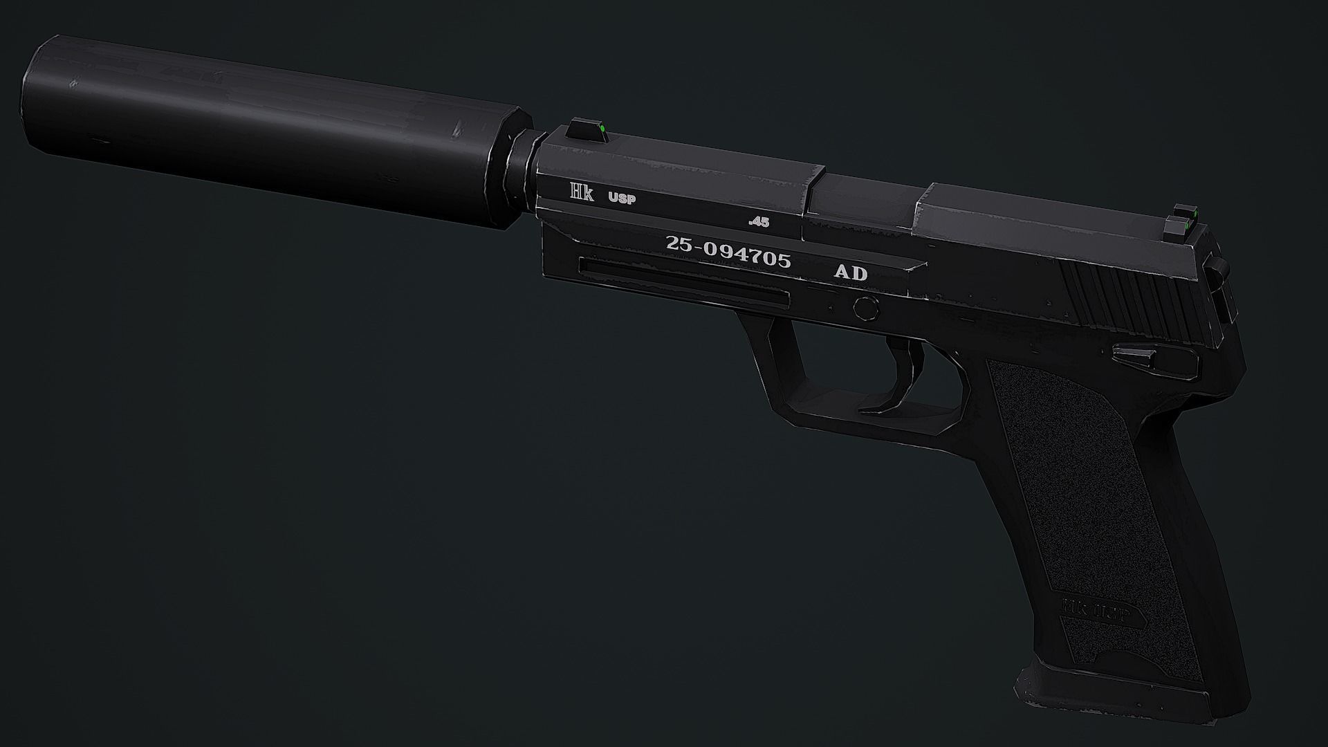 HK USP Game Ready Low-poly 3D model_1