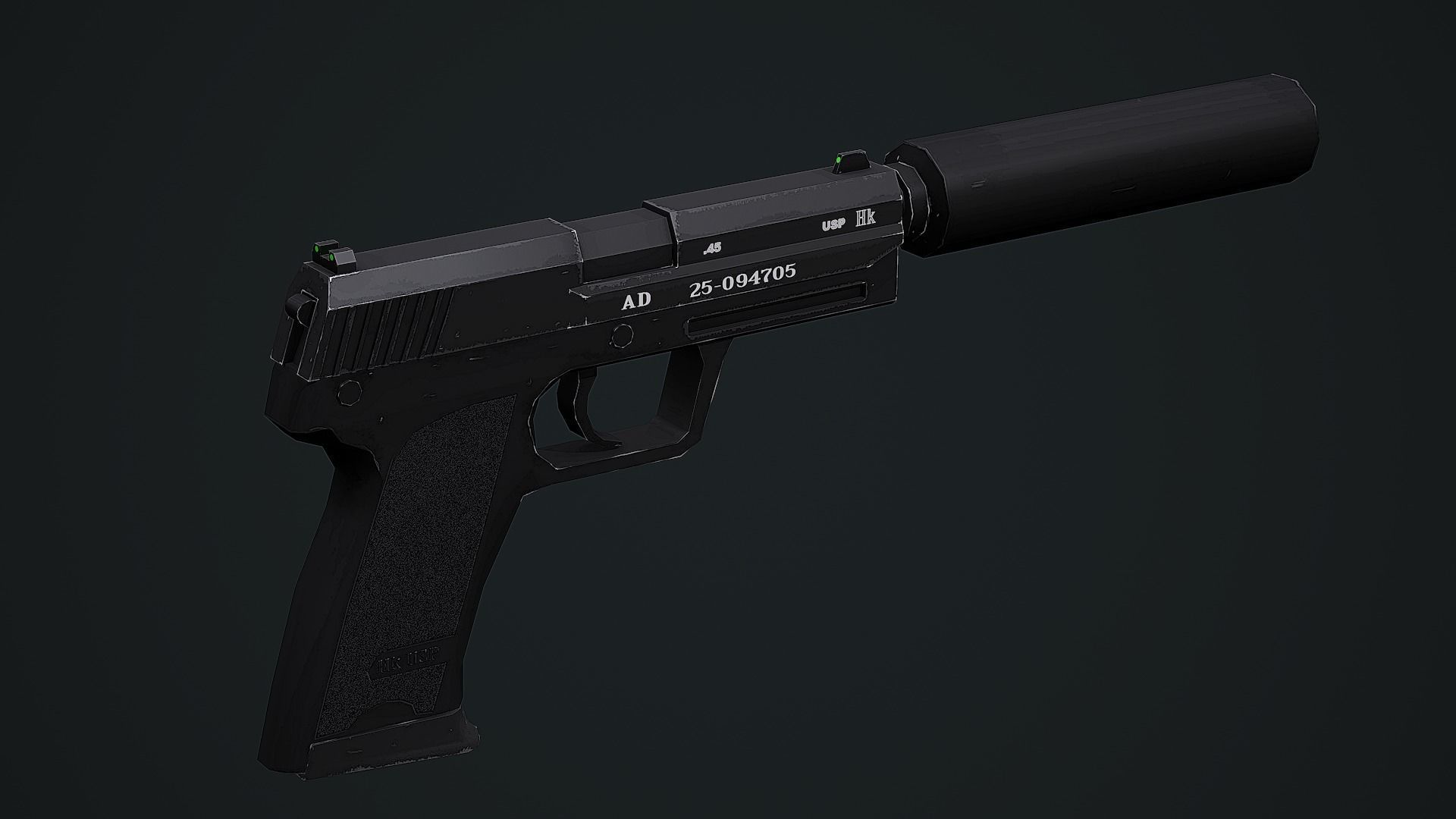 HK USP Game Ready Low-poly 3D model_5